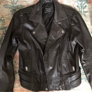 Lucky Brand Leather Motorcycle Jacket Small